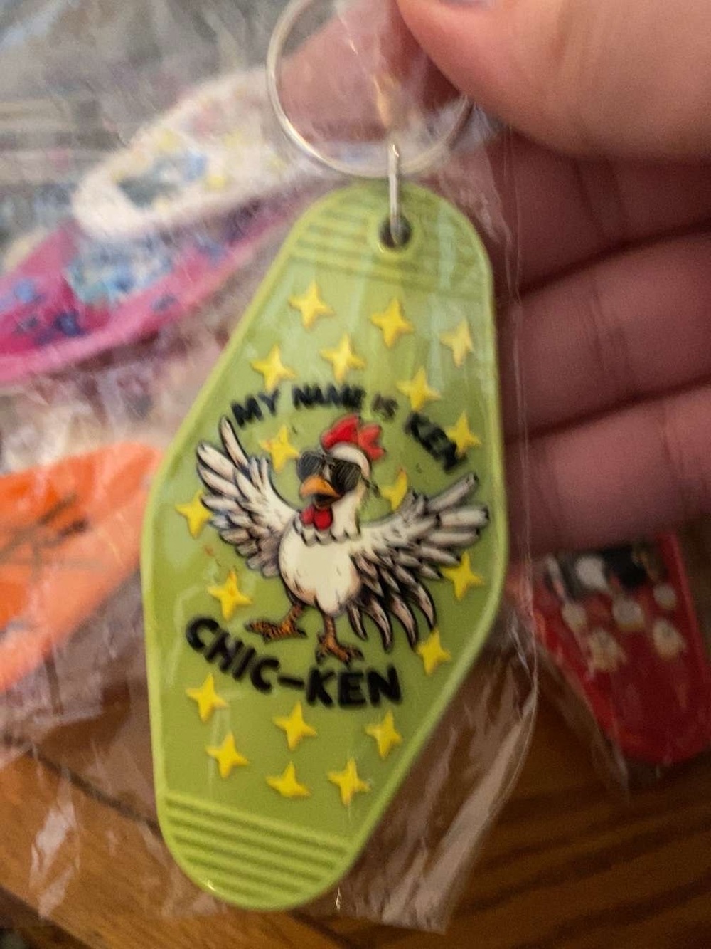 Chic-Ken Keychain Charm in Lime Green
